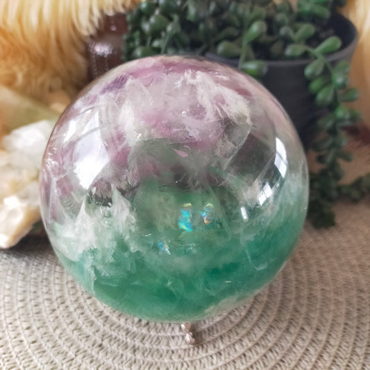Large Feather Fluorite Sphere