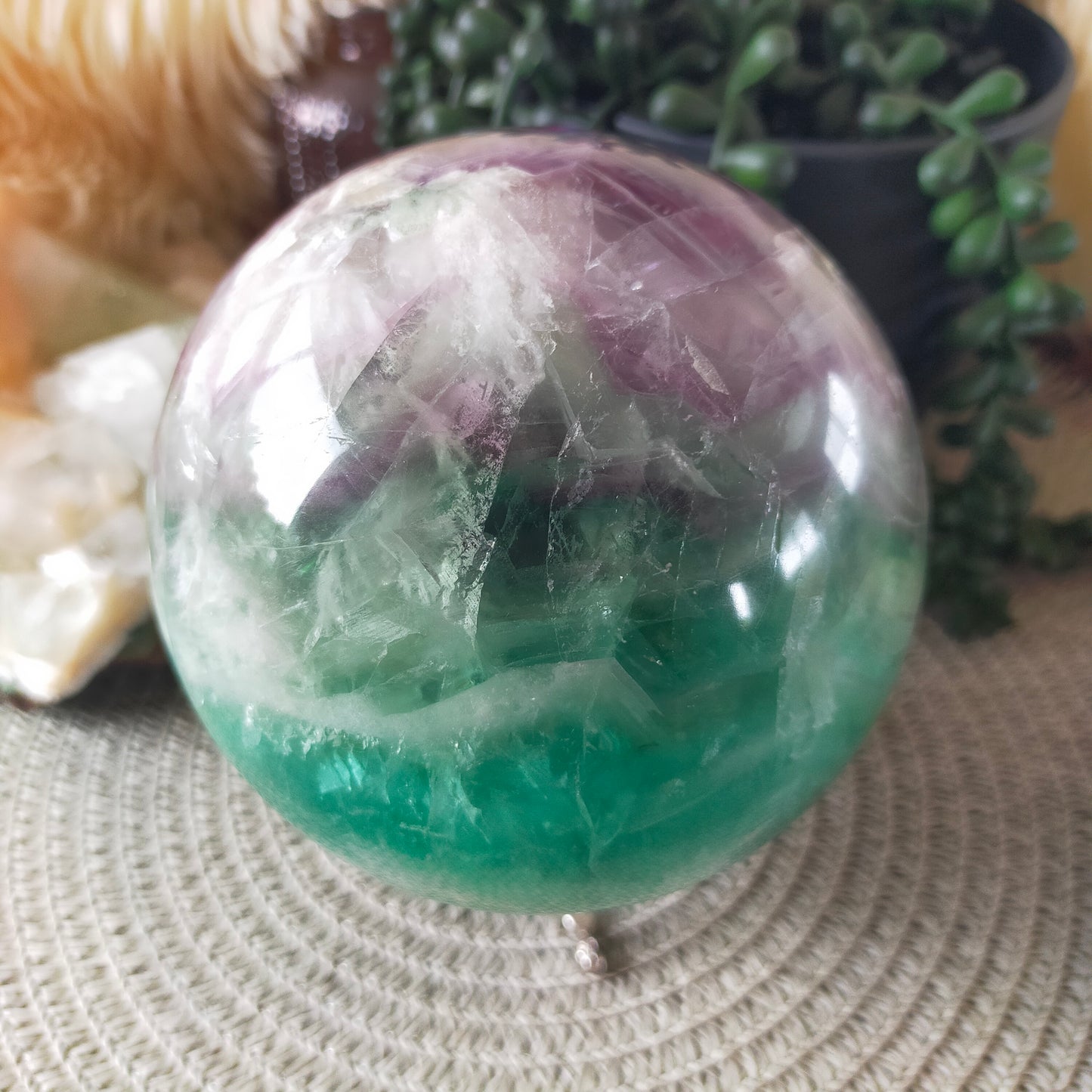 Large Feather Fluorite Sphere