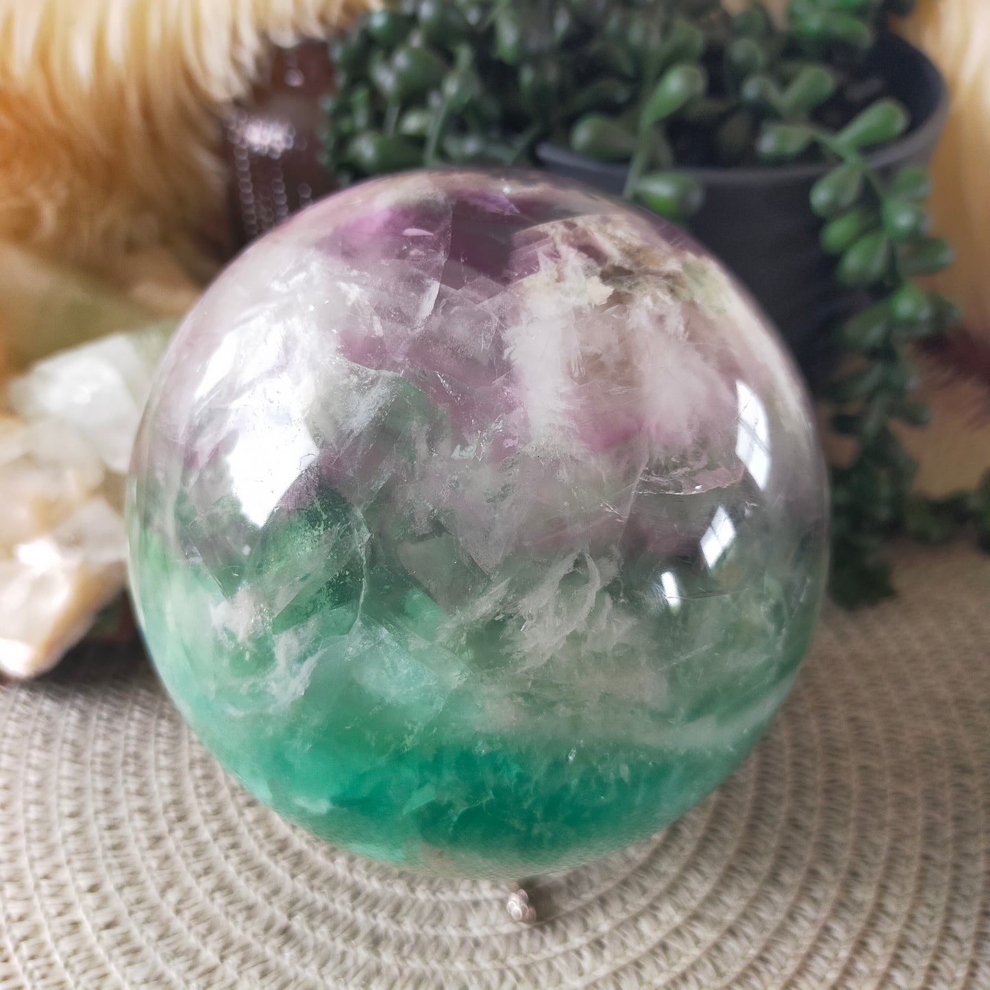 Large Feather Fluorite Sphere