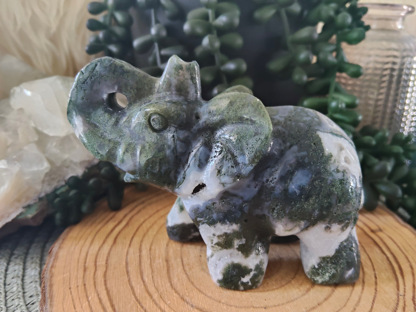 Moss Agate Elephant