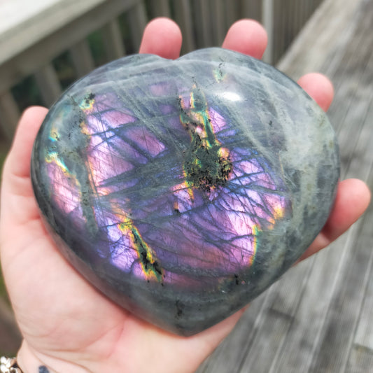 Large Purple Flash Labradorite Heart