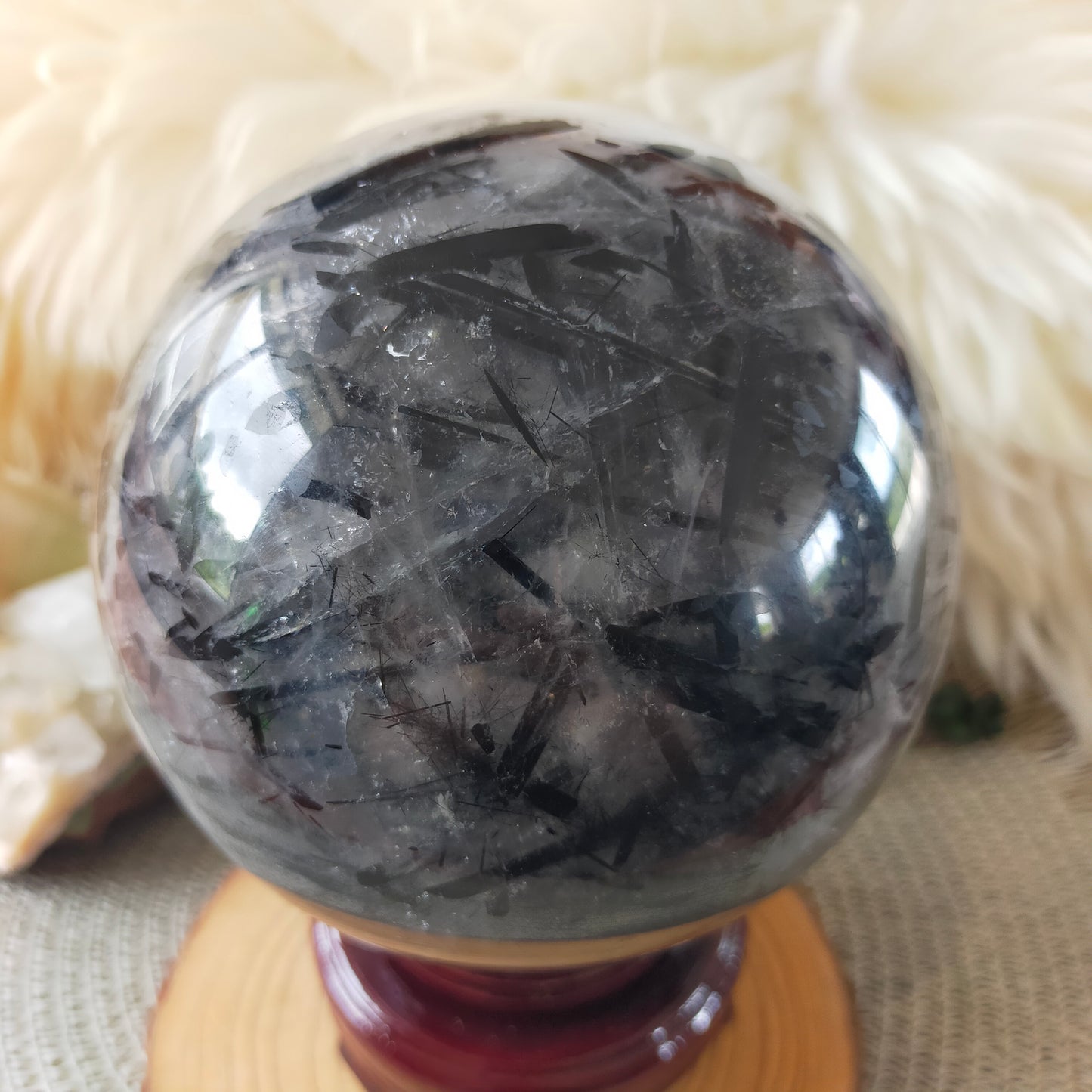 Large Black Tourmaline in Quartz Sphere