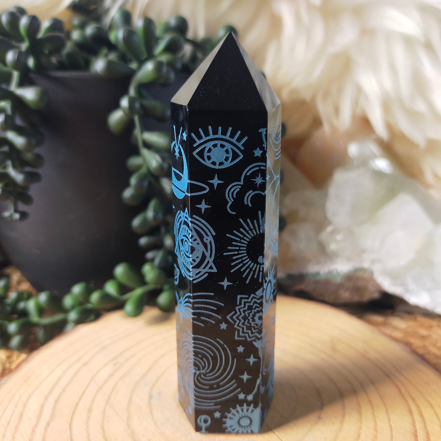 Patterned Black Obsidian Point