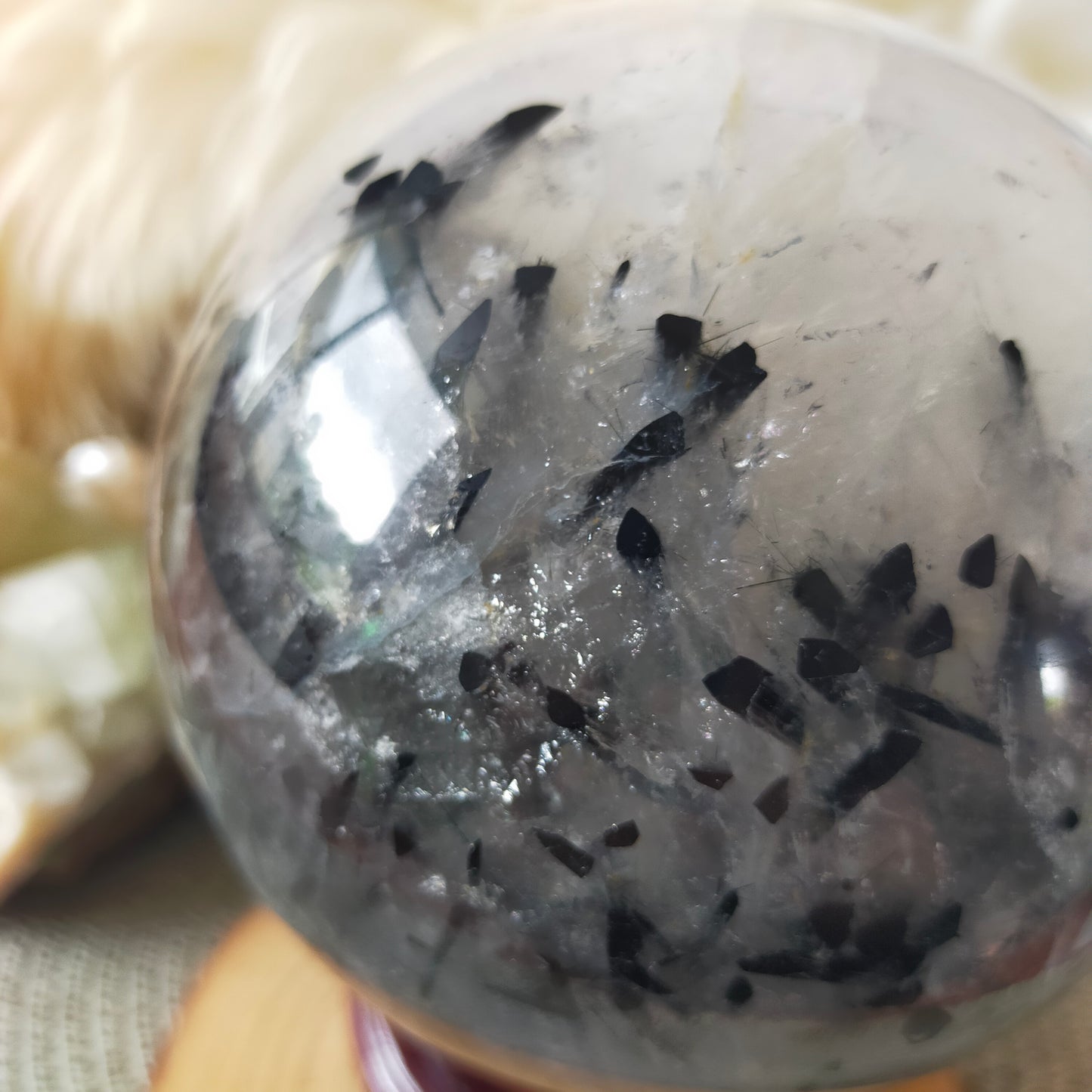 Large Black Tourmaline in Quartz Sphere
