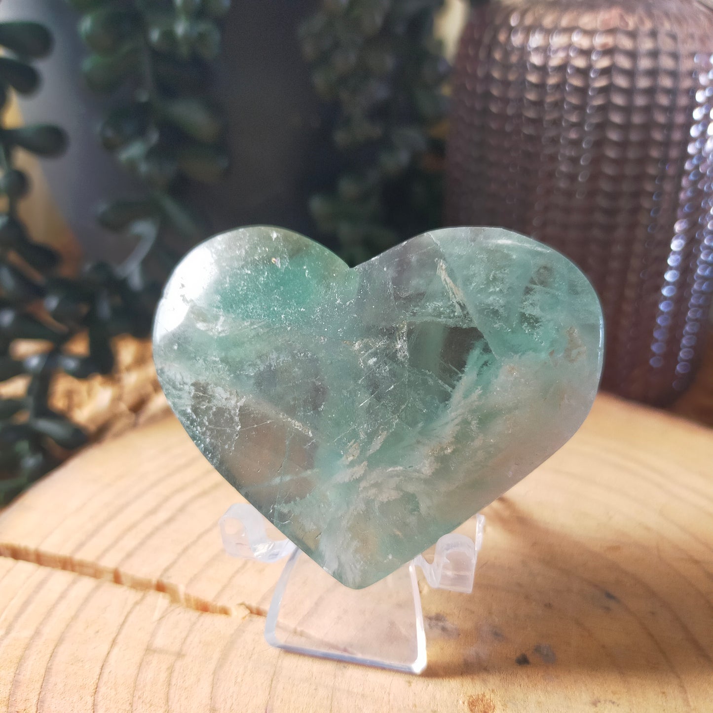 Feather Fluorite Heart