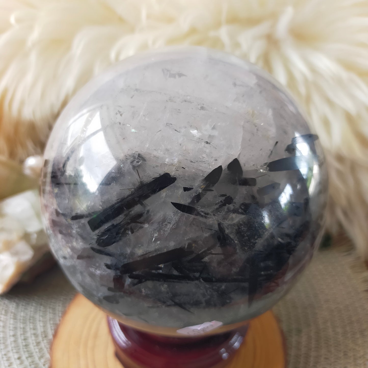 Large Black Tourmaline in Quartz Sphere