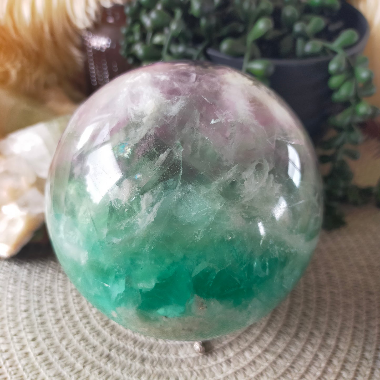 Large Feather Fluorite Sphere