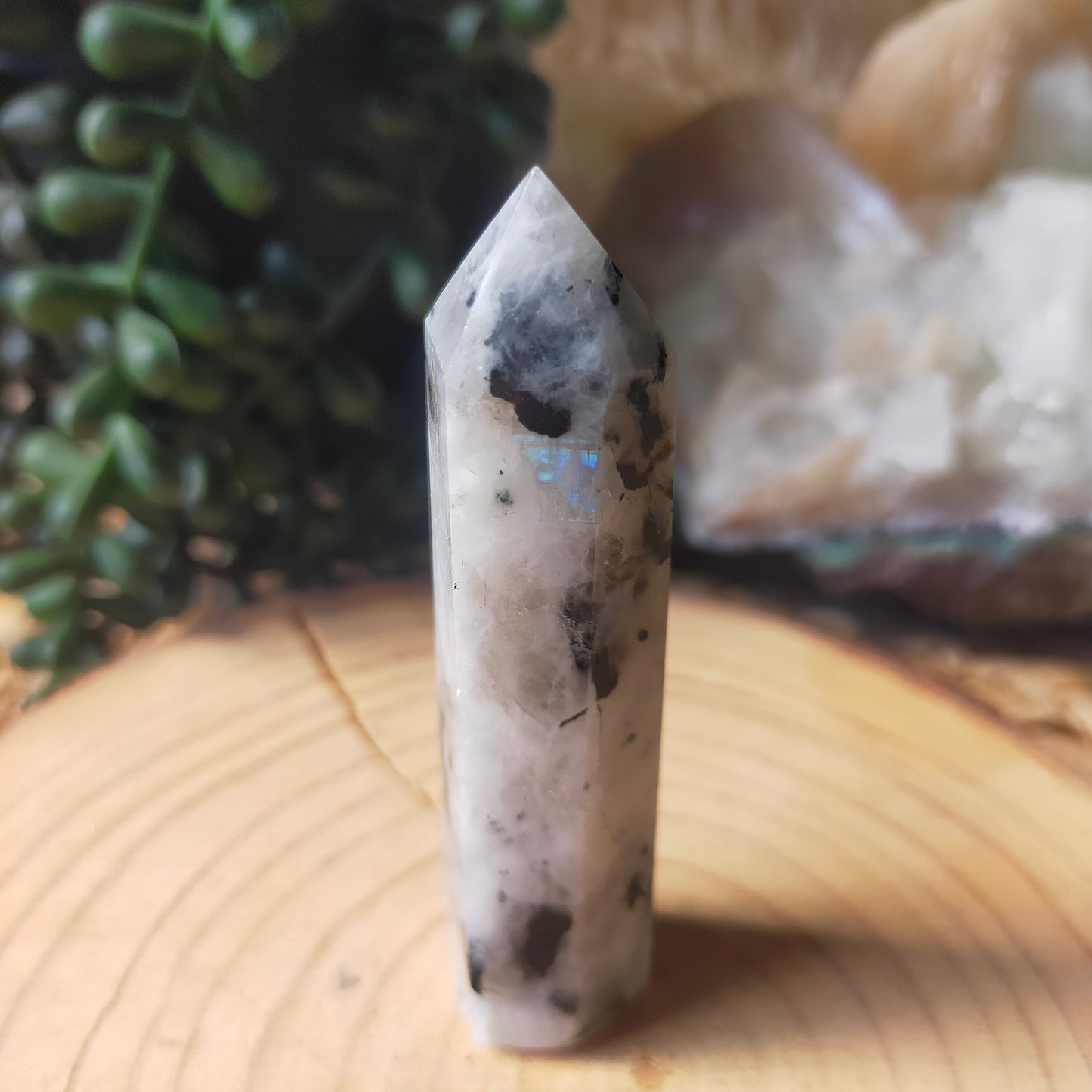 Rainbow Moonstone Point