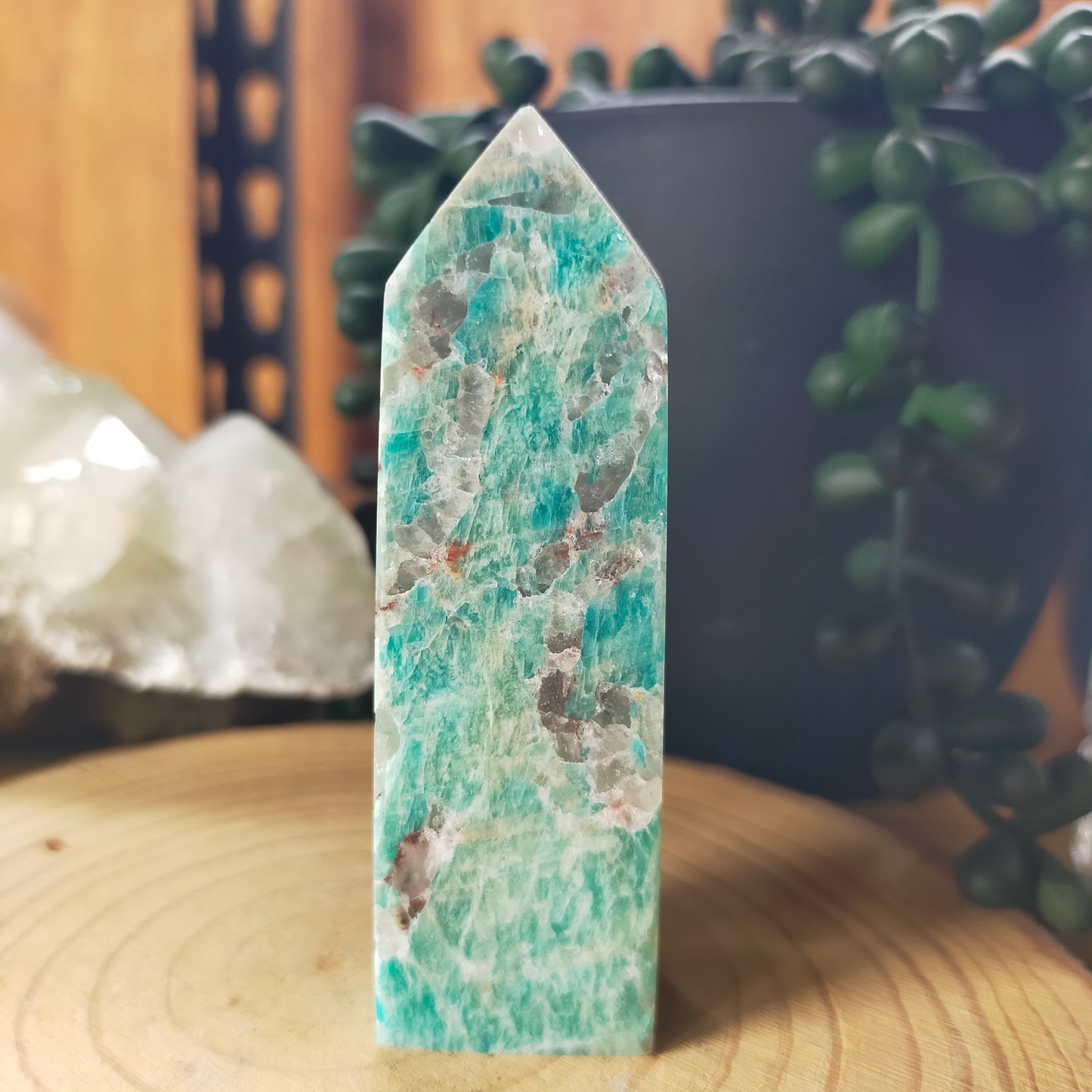 Amazonite with Smokey Quartz Point