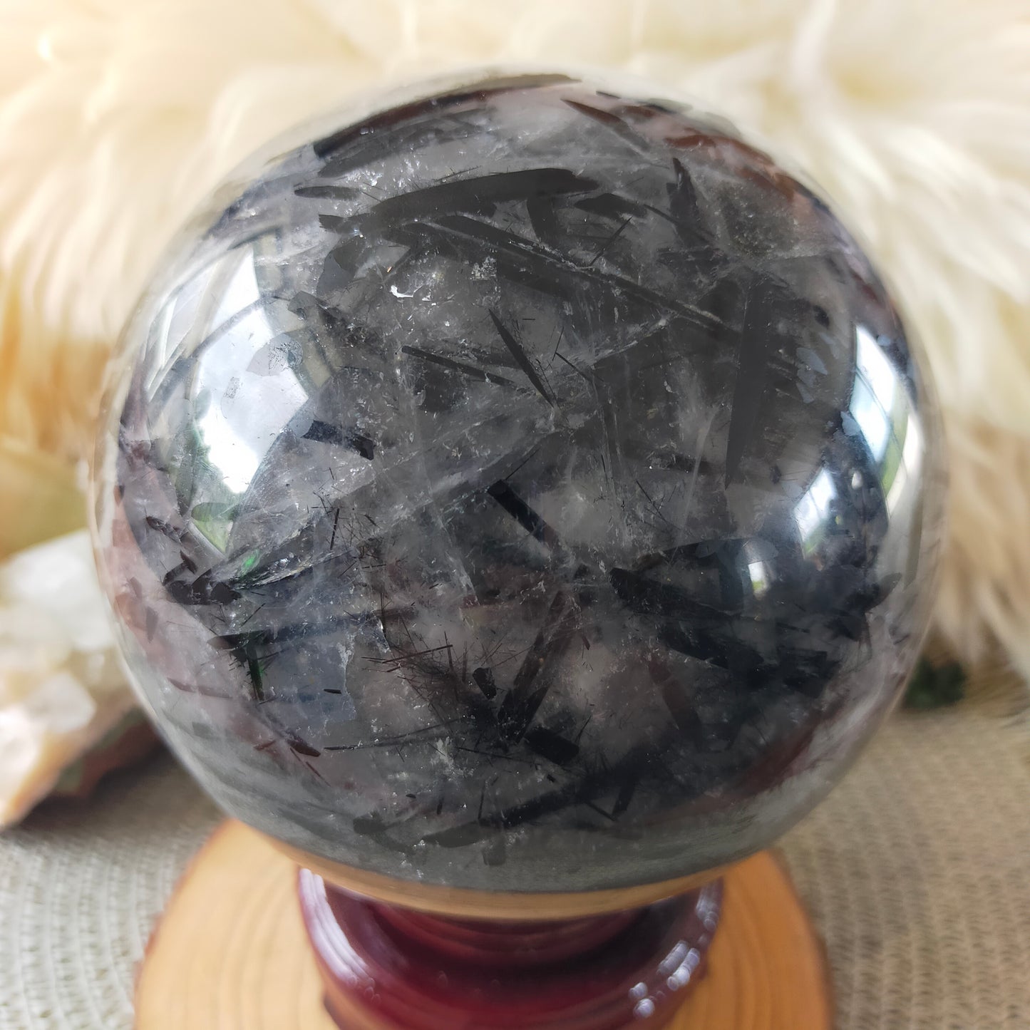 Large Black Tourmaline in Quartz Sphere