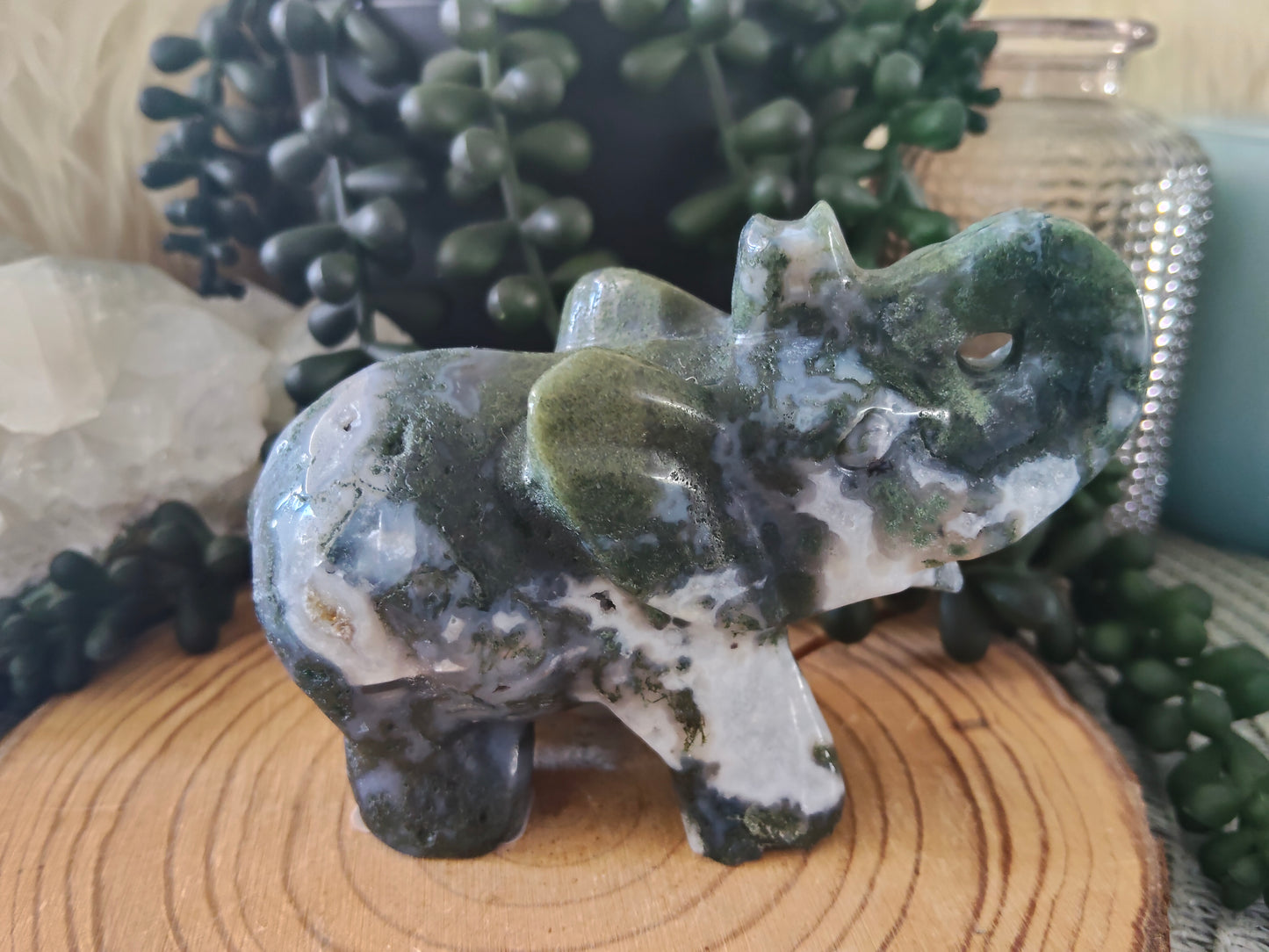 Moss Agate Elephant