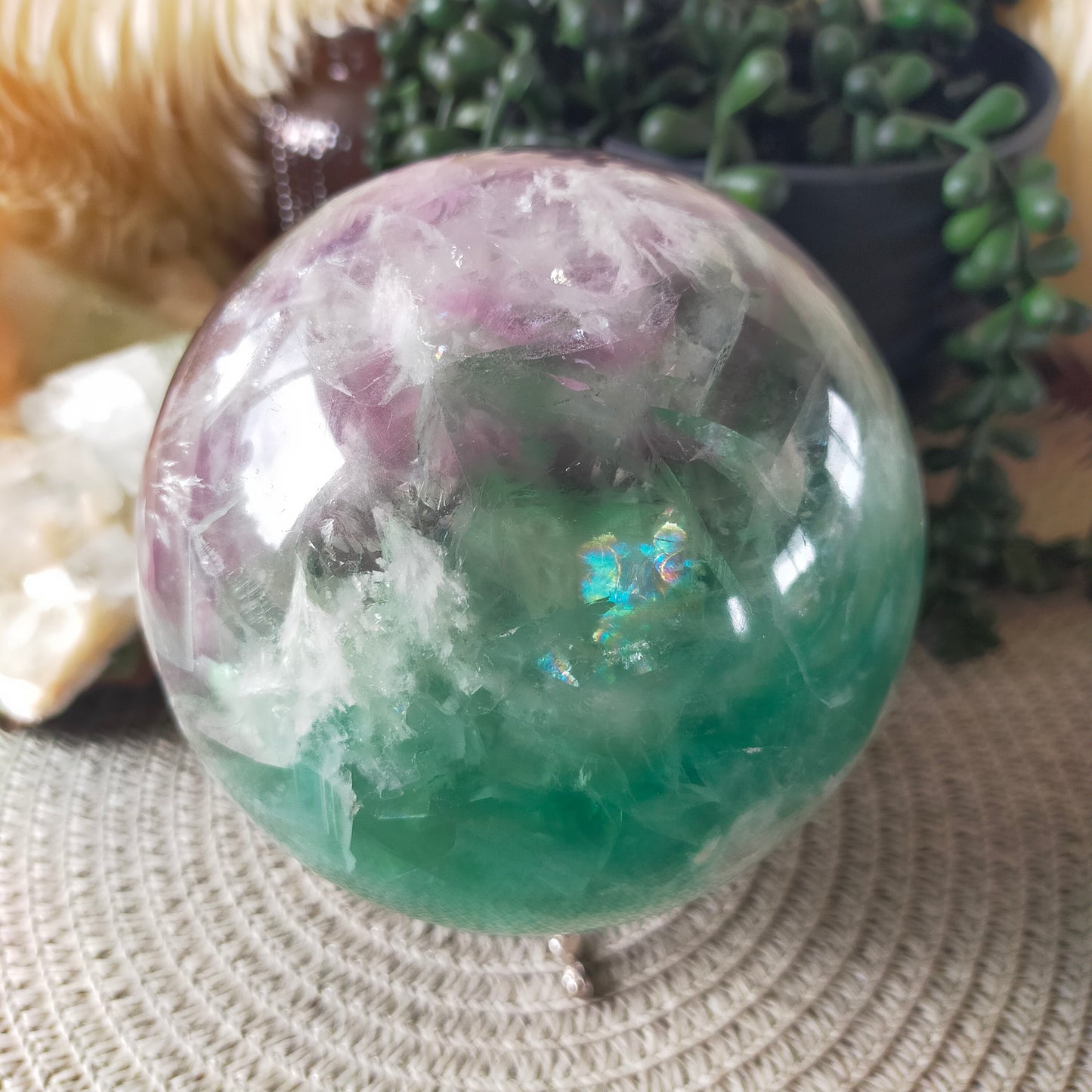 Large Feather Fluorite Sphere