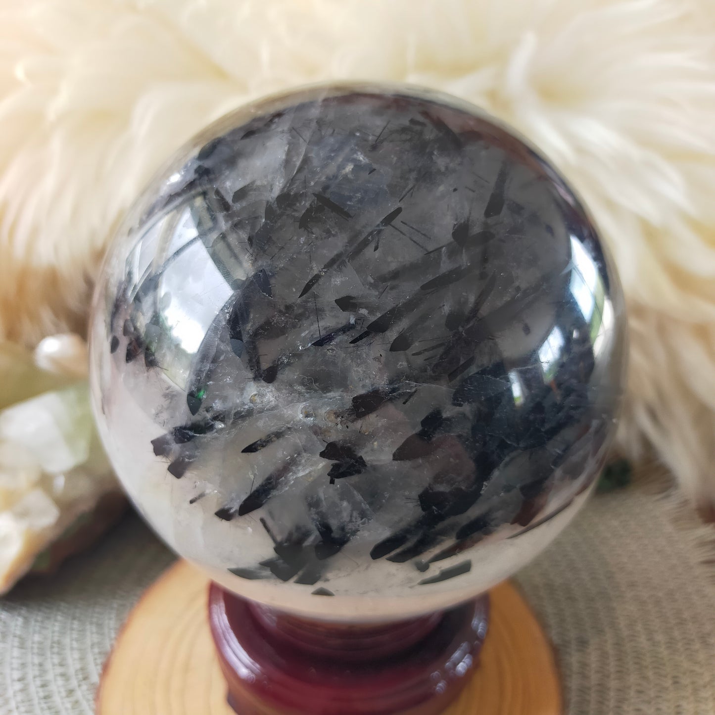 Large Black Tourmaline in Quartz Sphere
