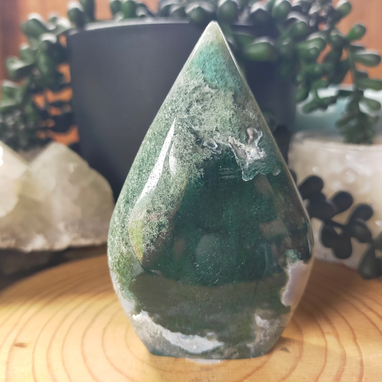 Moss Agate Teadrop