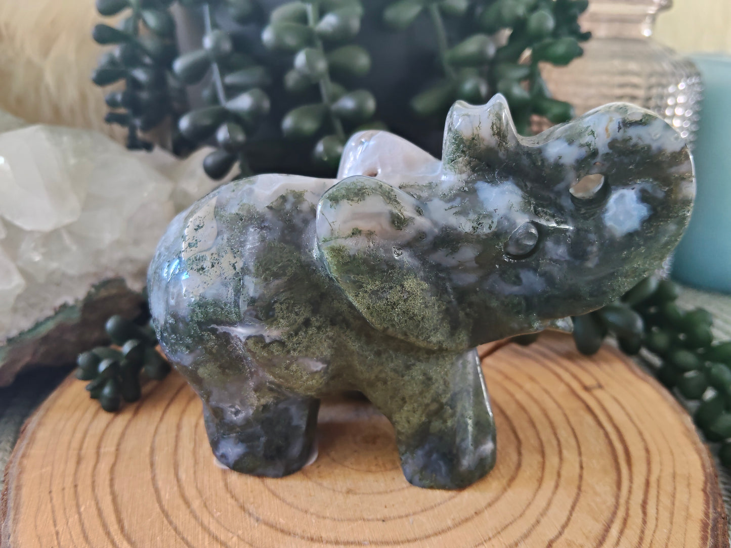Moss Agate Elephant