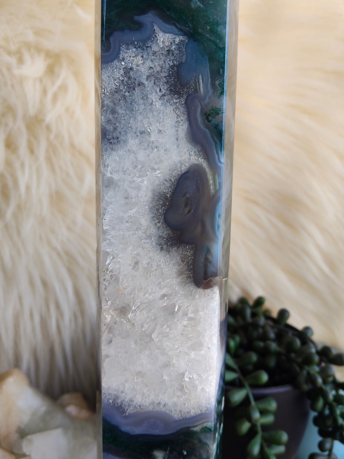 Large Moss Agate Tower