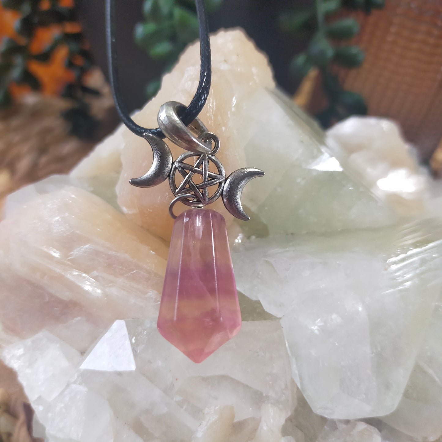 Triple Moon Fluorite Necklaces