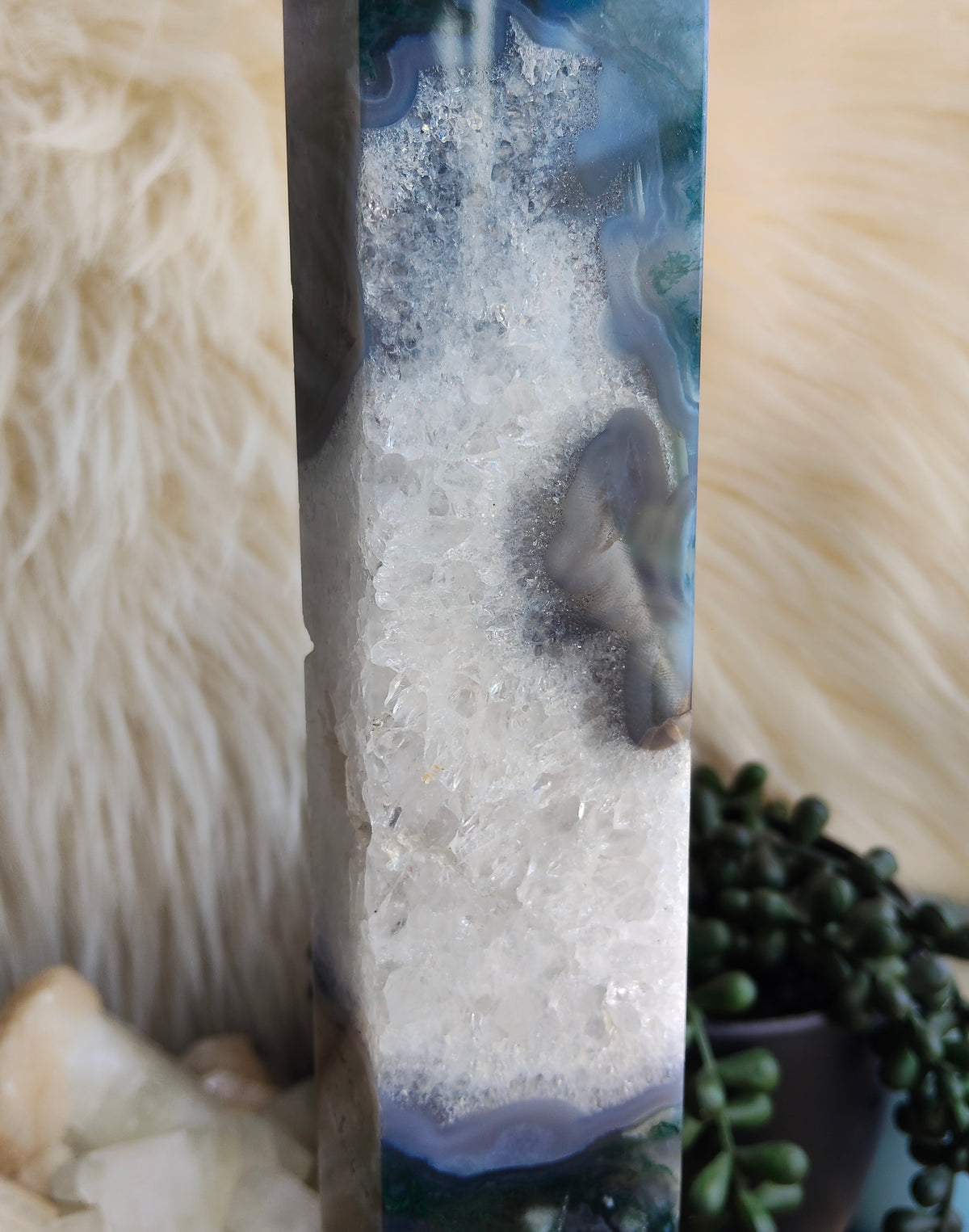 Large Moss Agate Tower