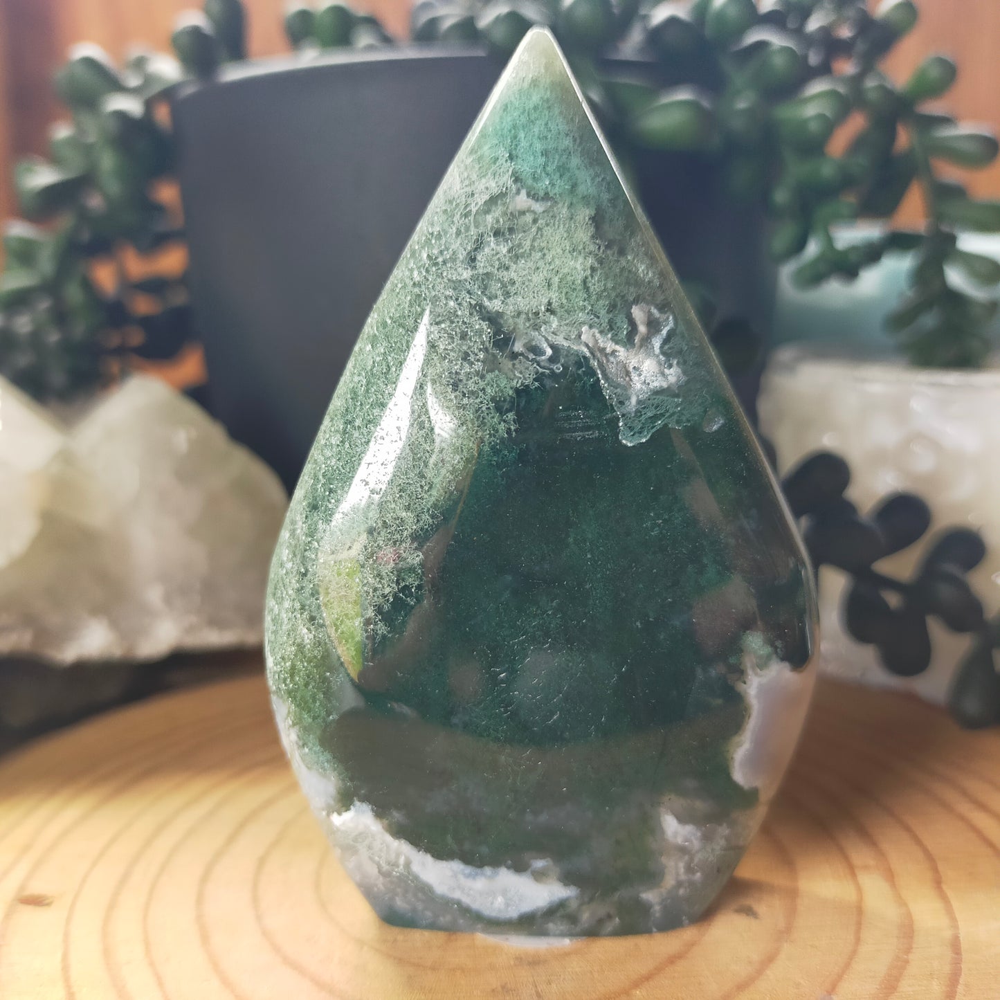 Moss Agate Teadrop