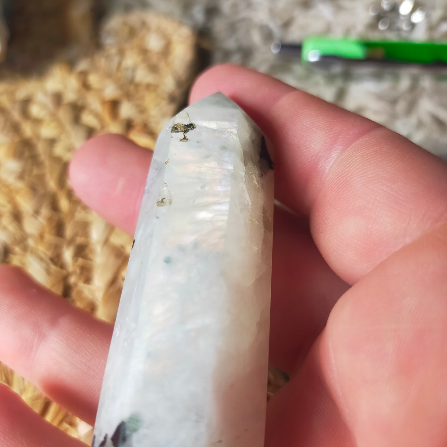 Rainbow Moonstone Point