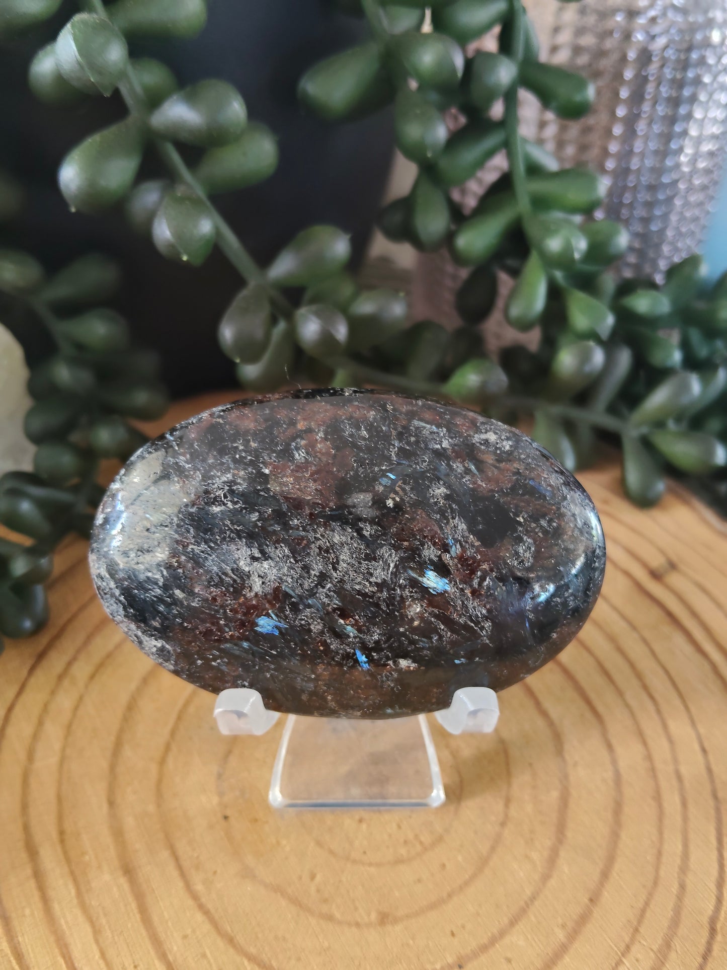 Arfvedsonite and Garnet Palmstones