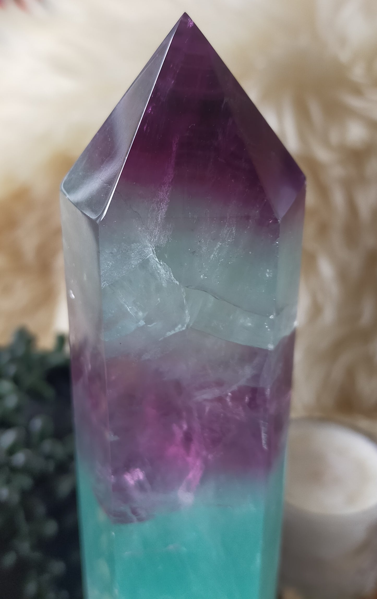 Large Watermelon Fluorite Tower