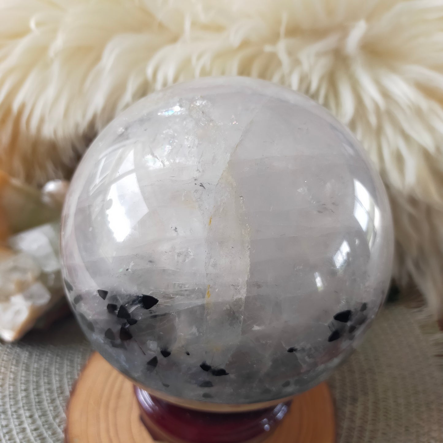 Large Black Tourmaline in Quartz Sphere