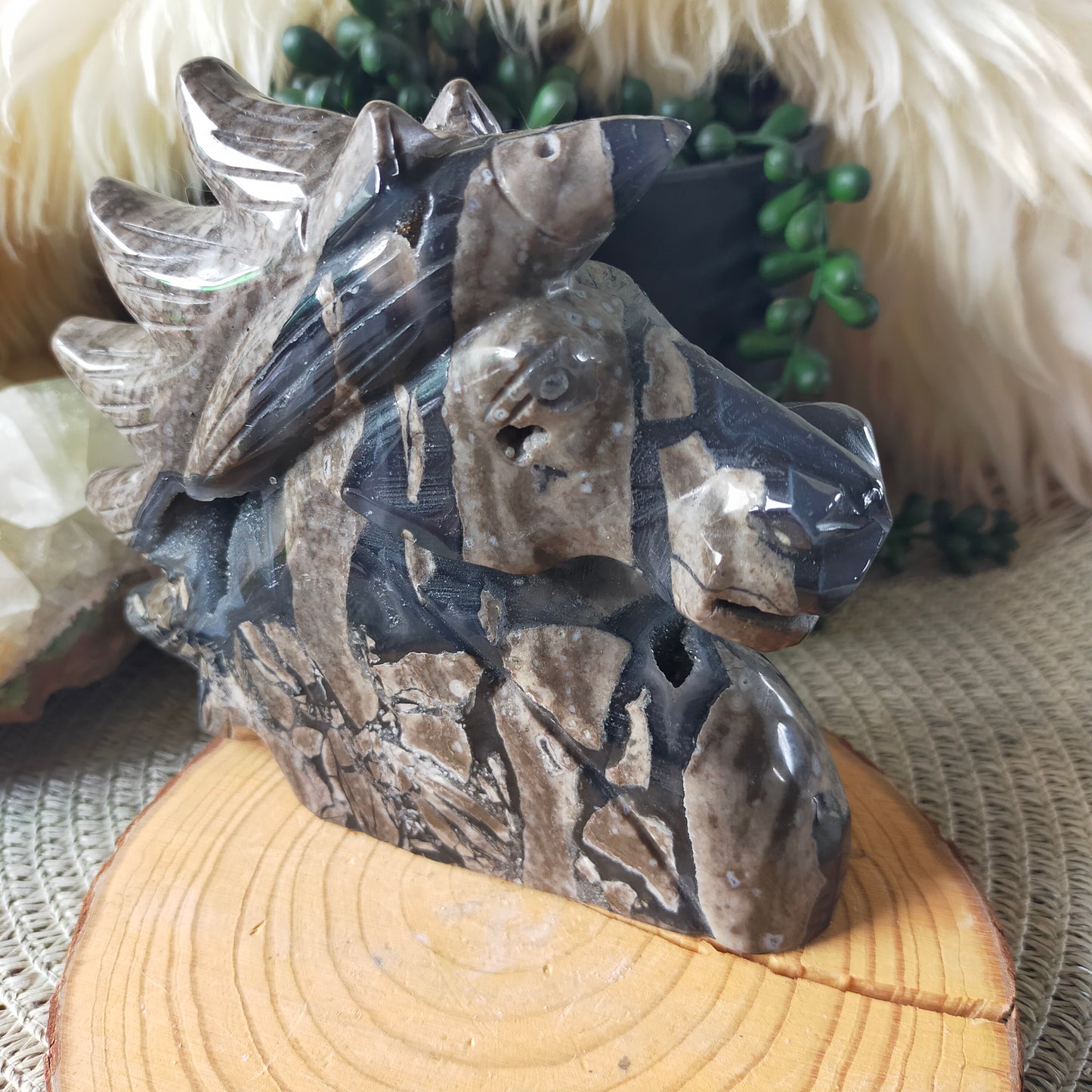 Volcano Agate Unicorn Head