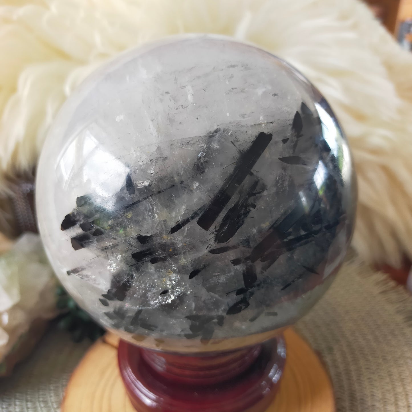 Large Black Tourmaline in Quartz Sphere