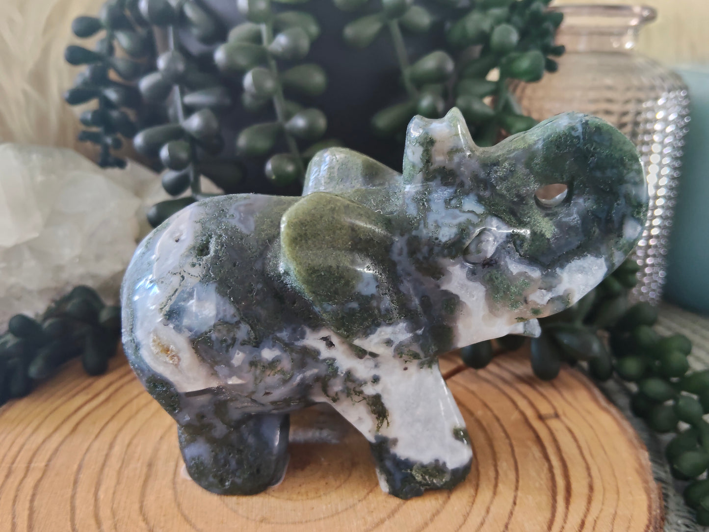 Moss Agate Elephant