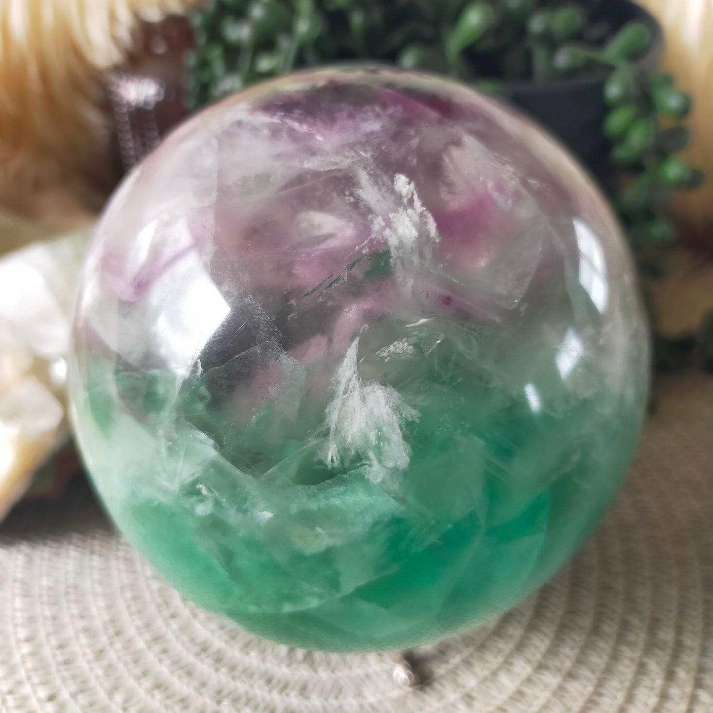 Large Feather Fluorite Sphere