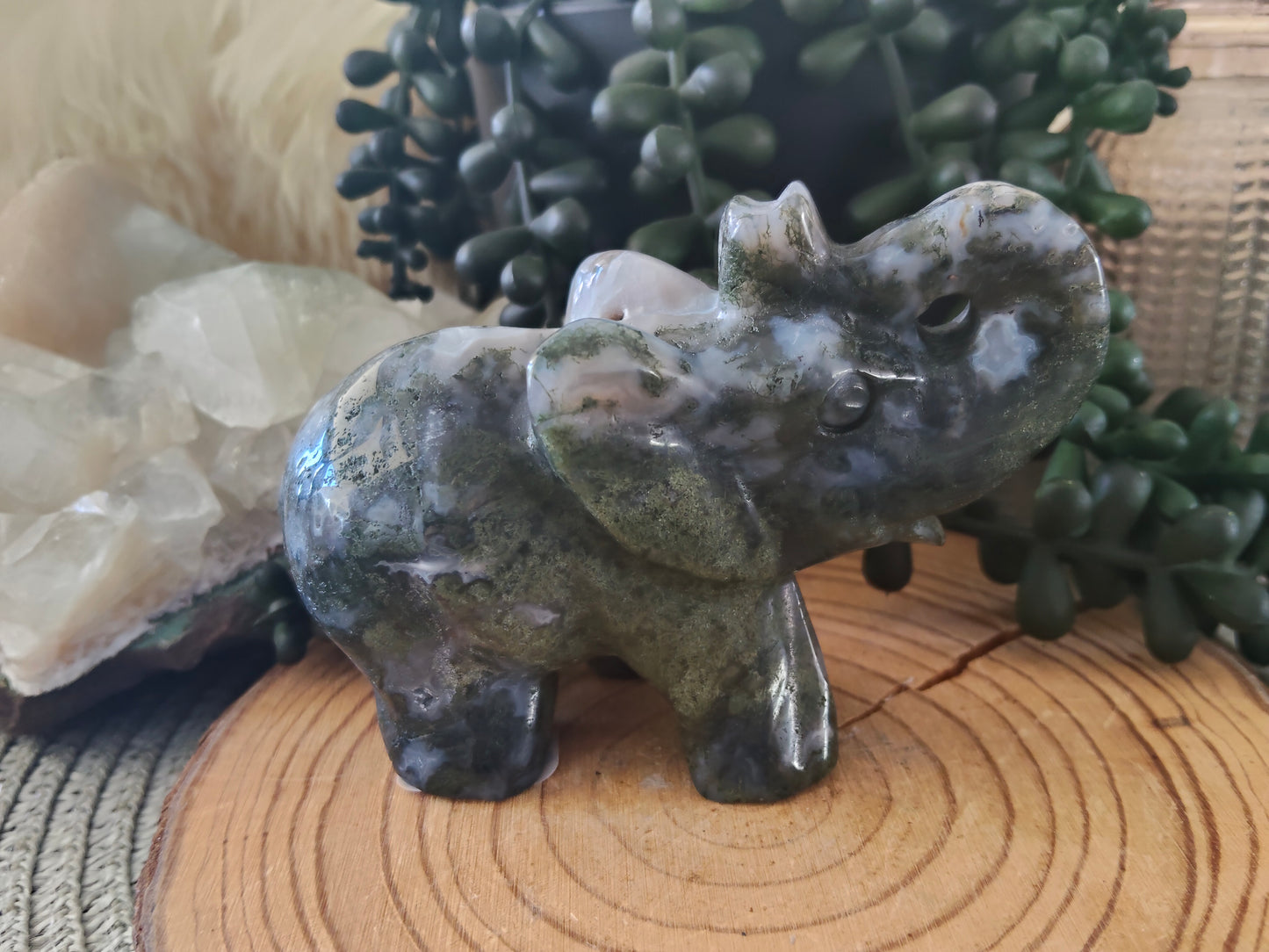 Moss Agate Elephant