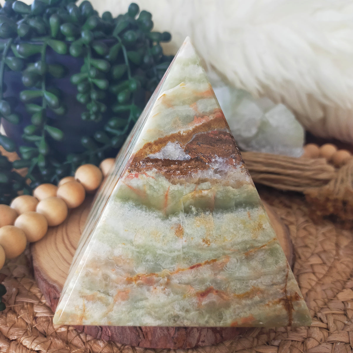 Triangular Pyramid Calcite Large Banded Calcite Pyramid – Crystal Witch NZ