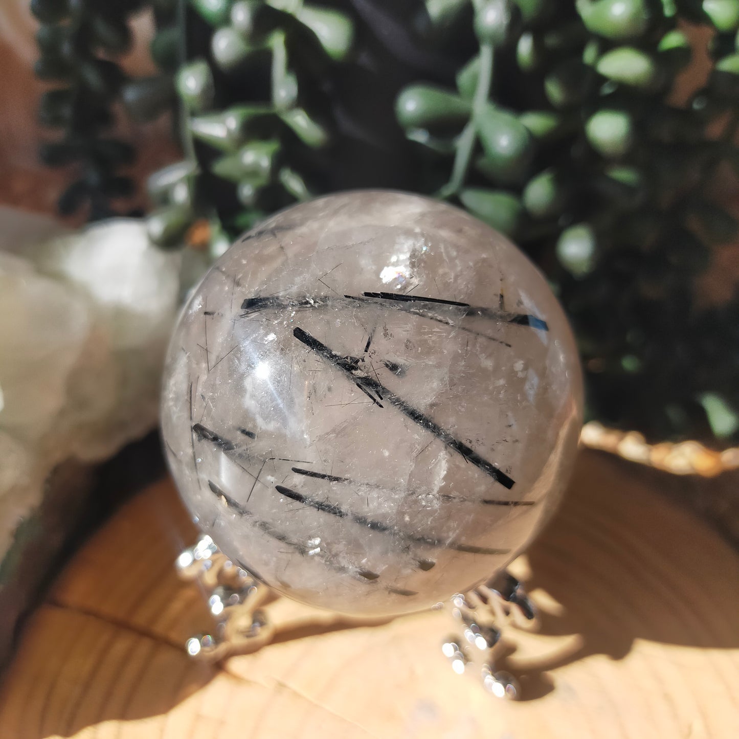 Black Tourmaline in Quartz Sphere