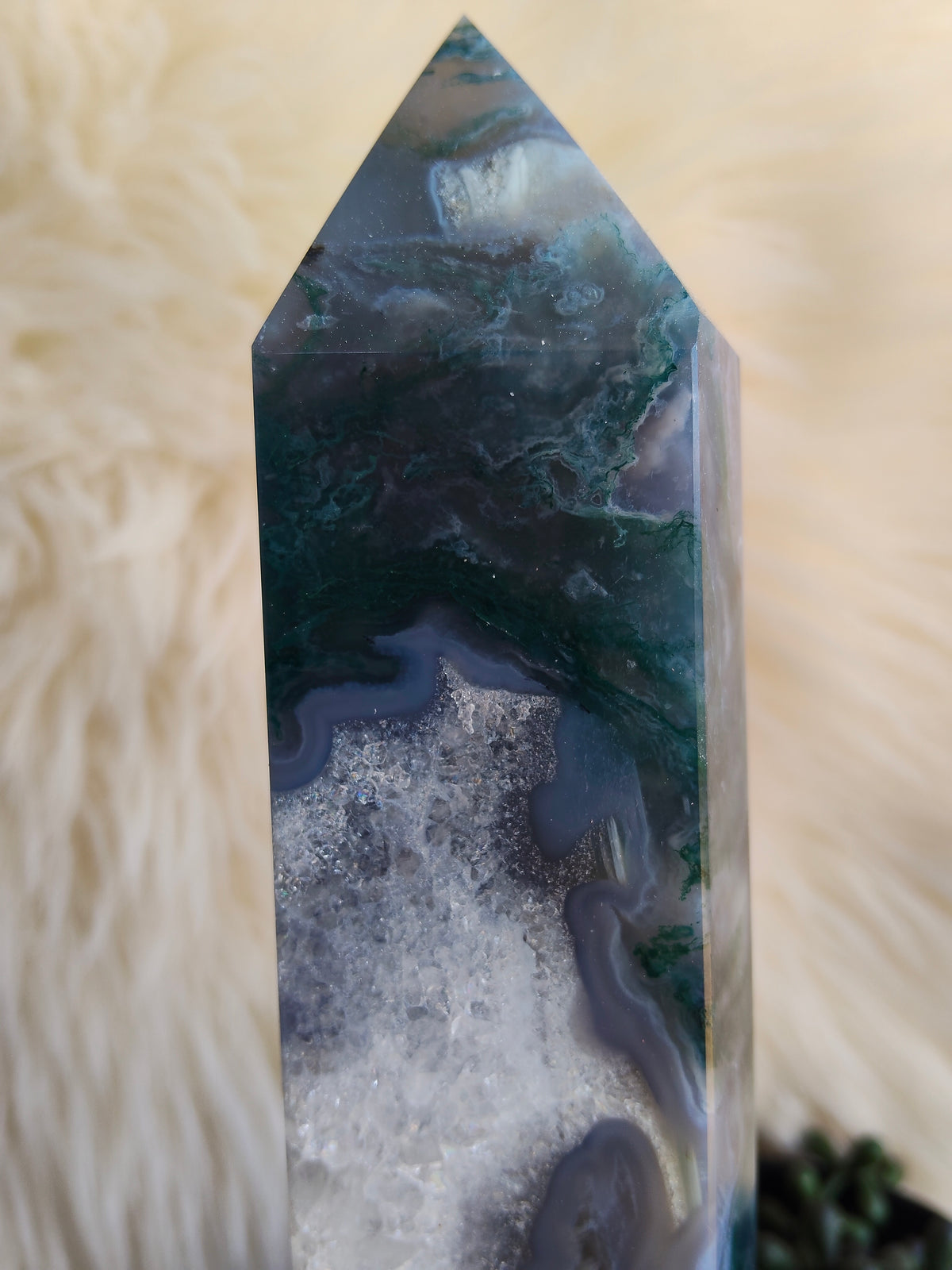 Large Moss Agate Tower
