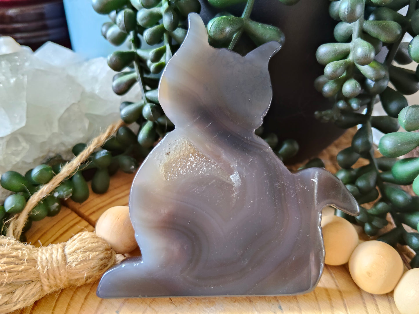 Druzy Agate Cat Silhouette's