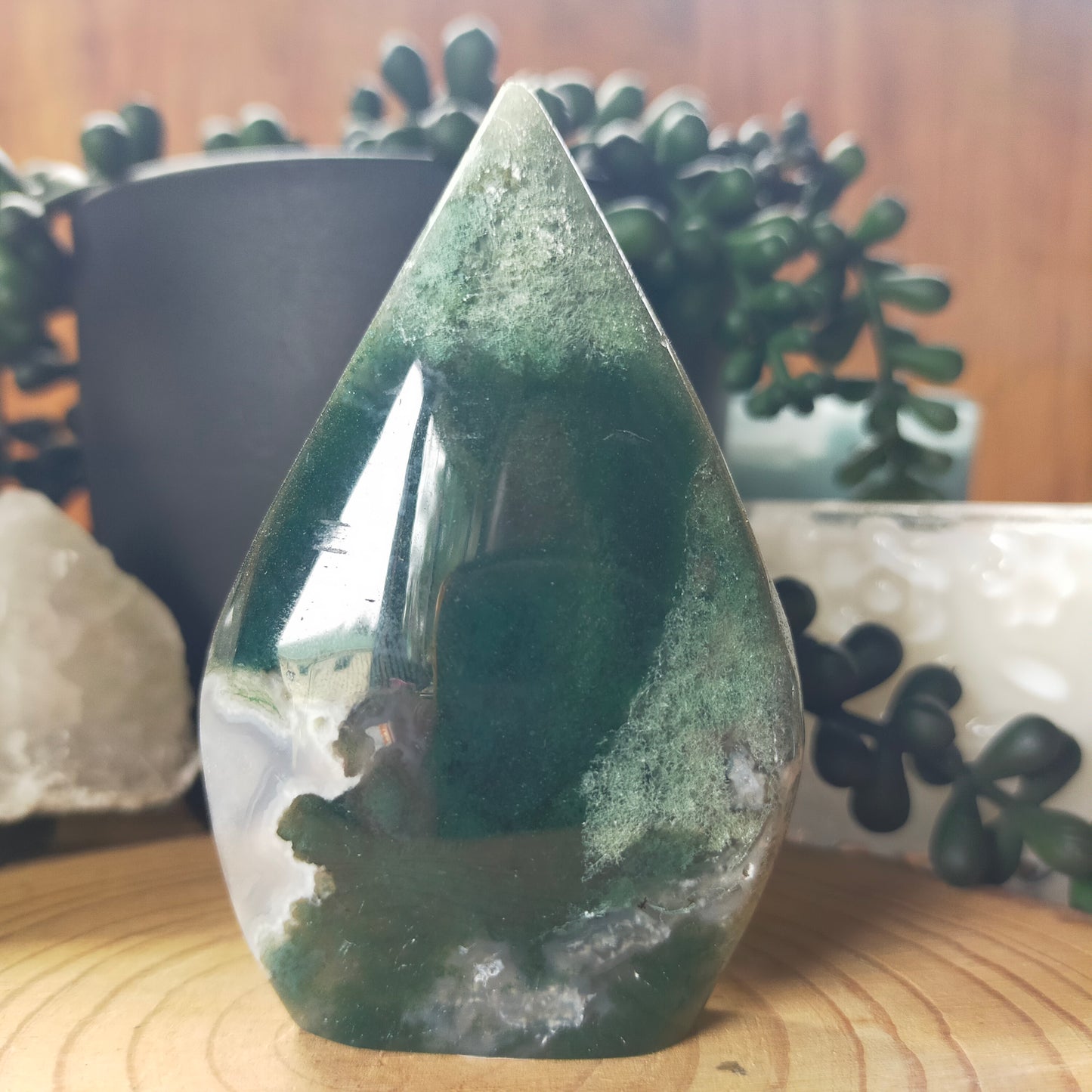 Moss Agate Teadrop