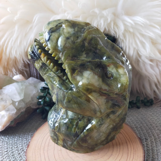 Green Jade T-Rex Head