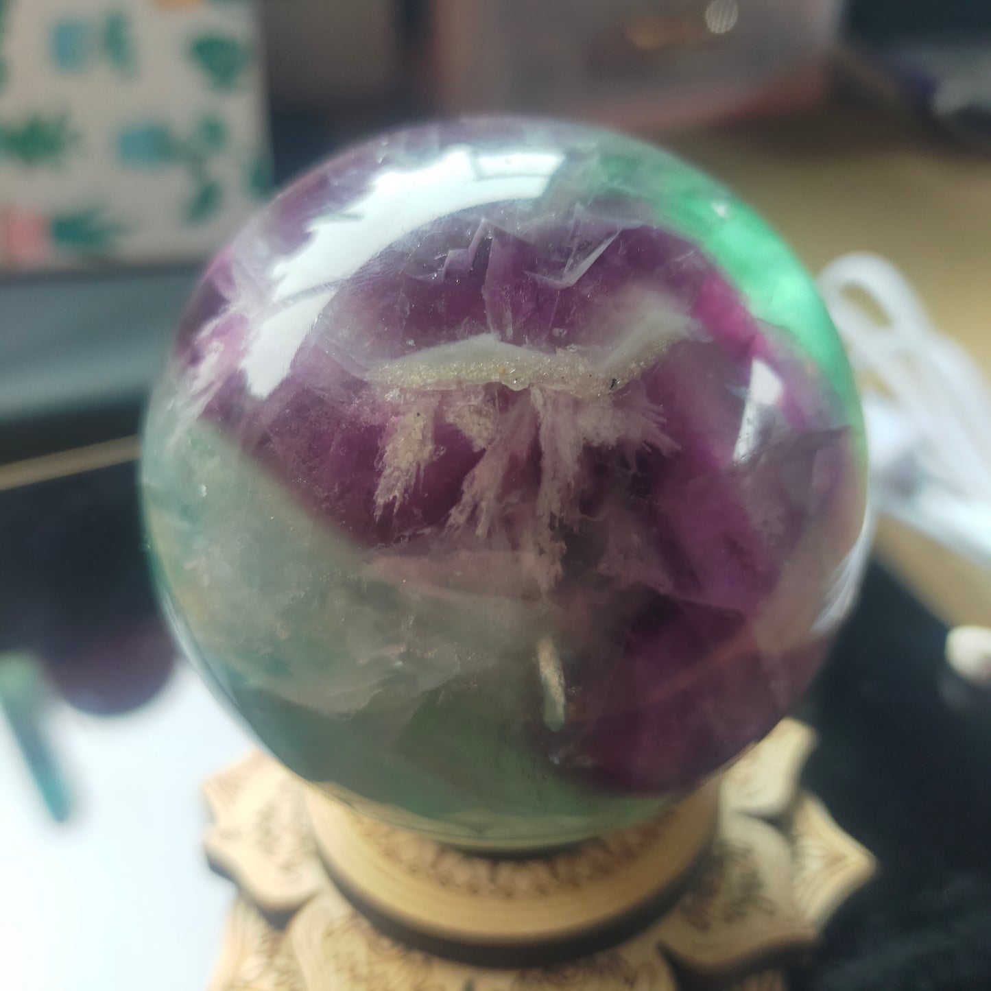 Feather Fluorite Sphere