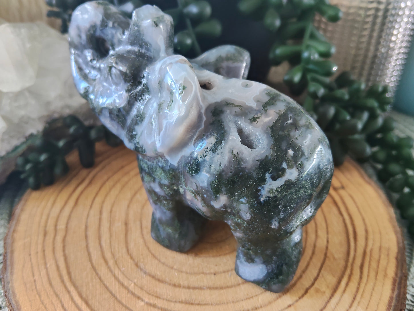 Moss Agate Elephant