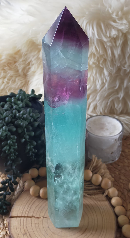 Large Watermelon Fluorite Tower