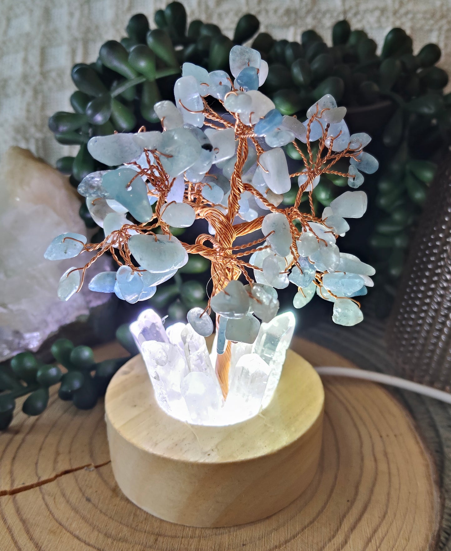 Aquamarine Chip Tree Lamp