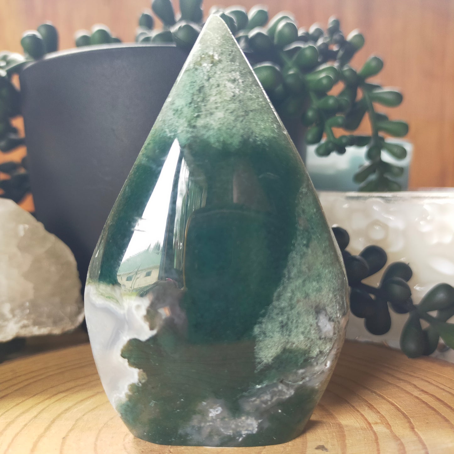 Moss Agate Teadrop