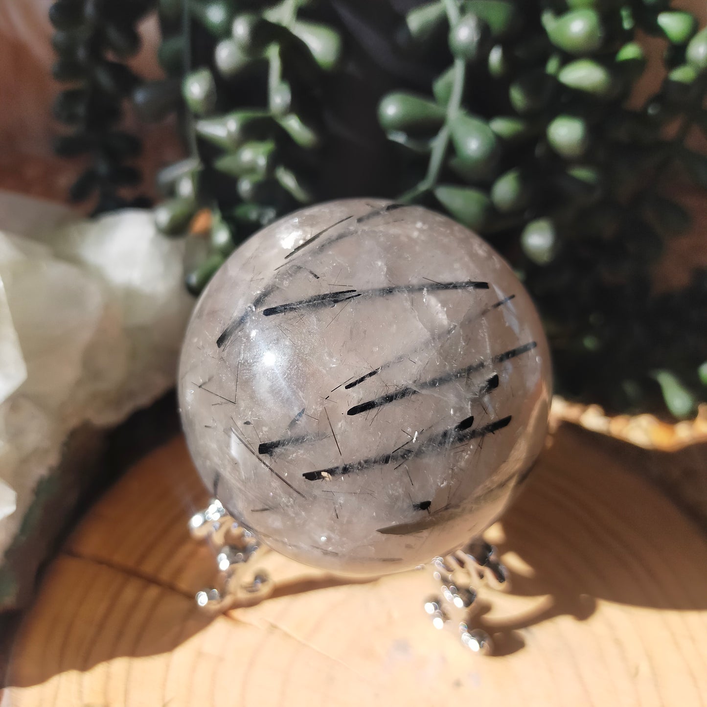 Black Tourmaline in Quartz Sphere