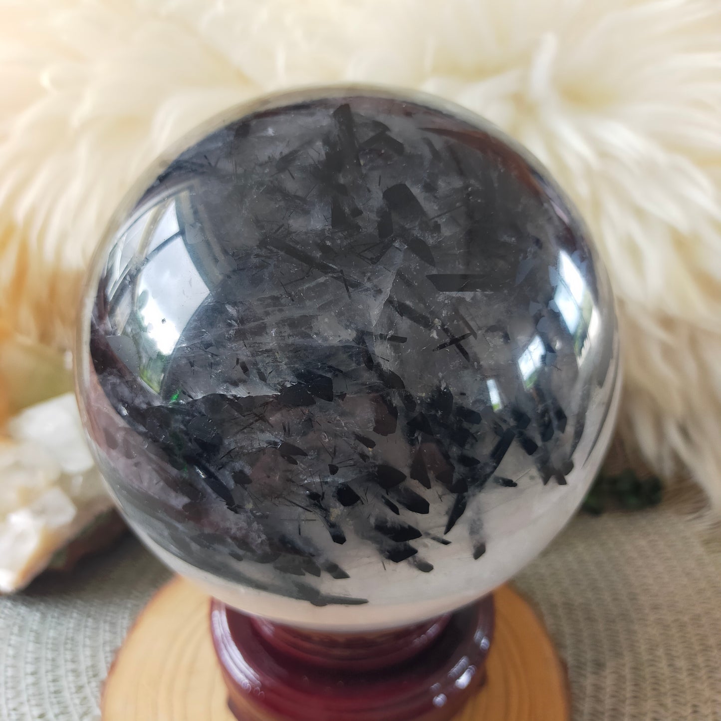 Large Black Tourmaline in Quartz Sphere
