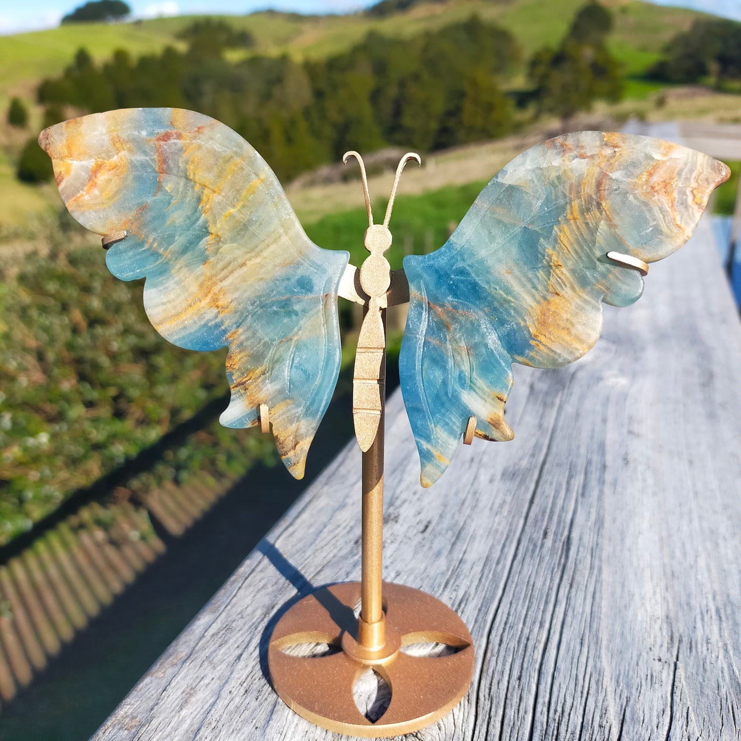 Blue Aquatine Calcite Butterfly Wings
