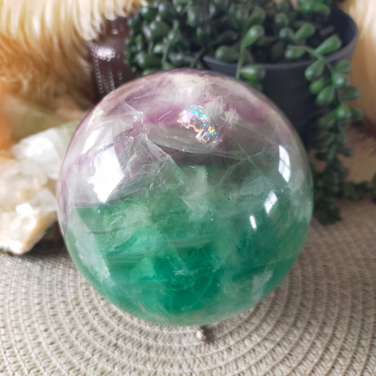 Large Feather Fluorite Sphere