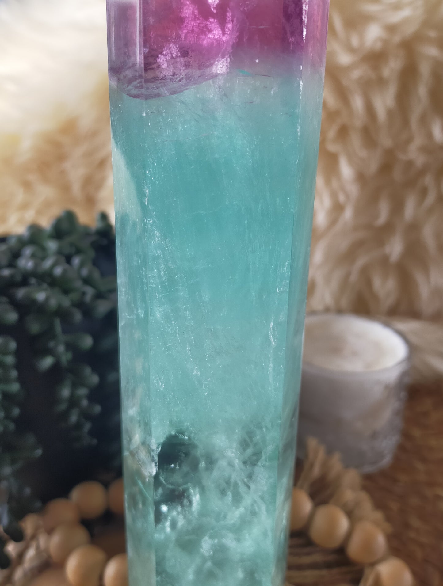 Large Watermelon Fluorite Tower