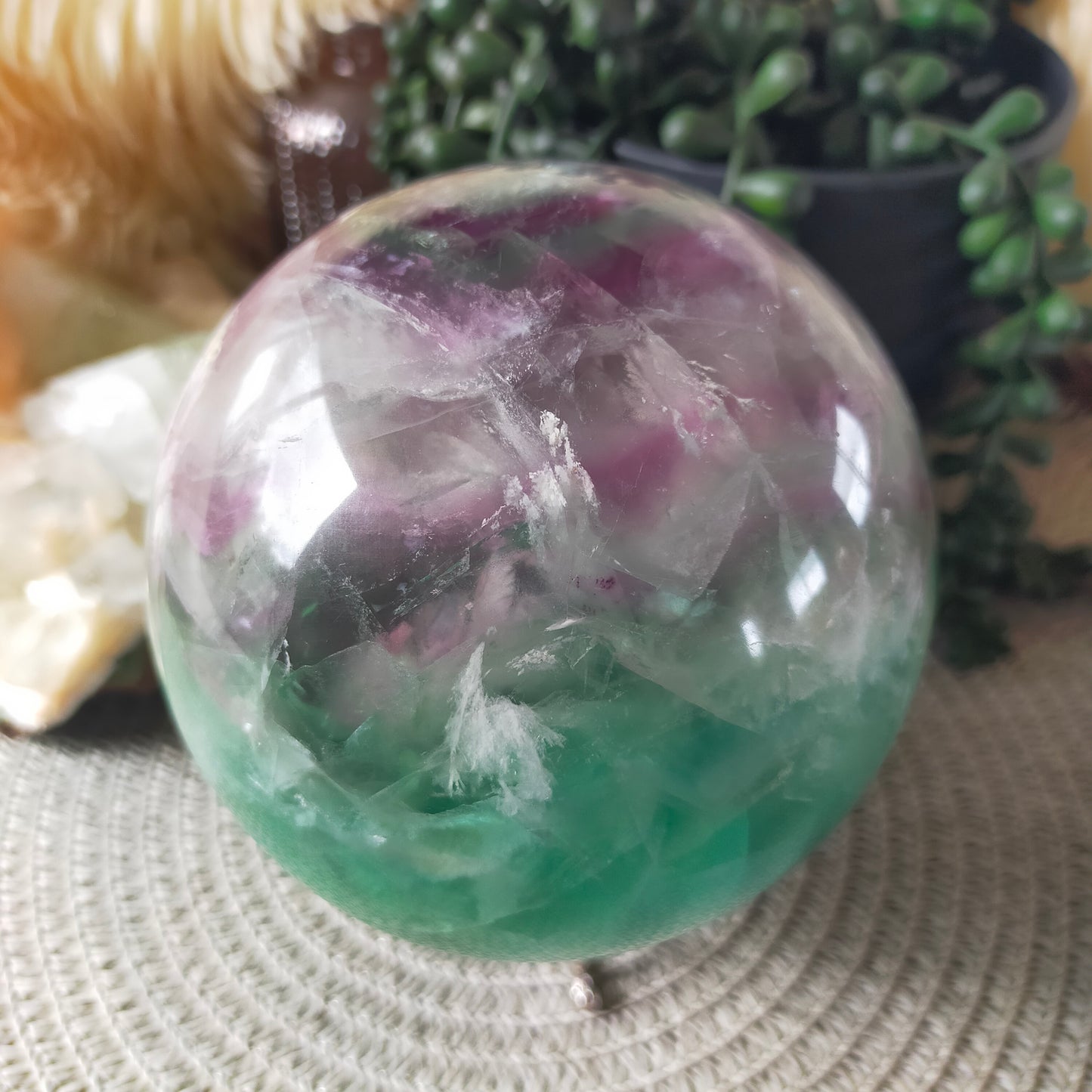 Large Feather Fluorite Sphere