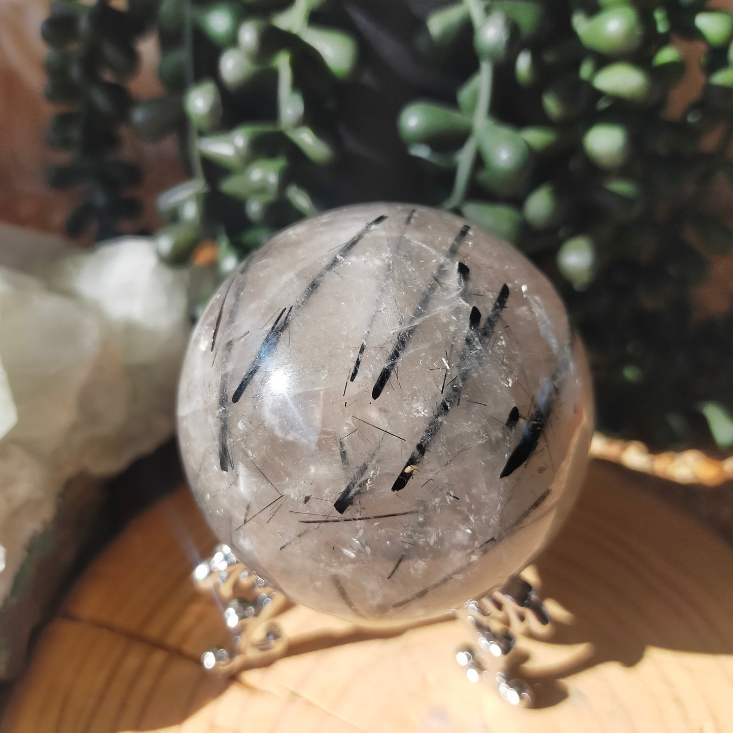 Black Tourmaline in Quartz Sphere
